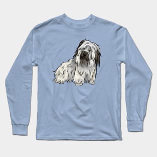 Cute Skye Terrier Dog | Grey with Black Points Long Sleeve T-Shirt